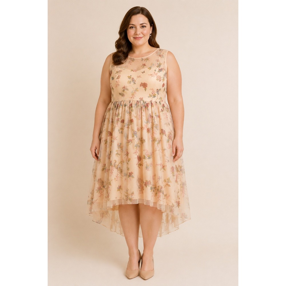 Disney Snow White Lauren Conrad Whimsical Woodland Print Dress 18 Floral Mesh